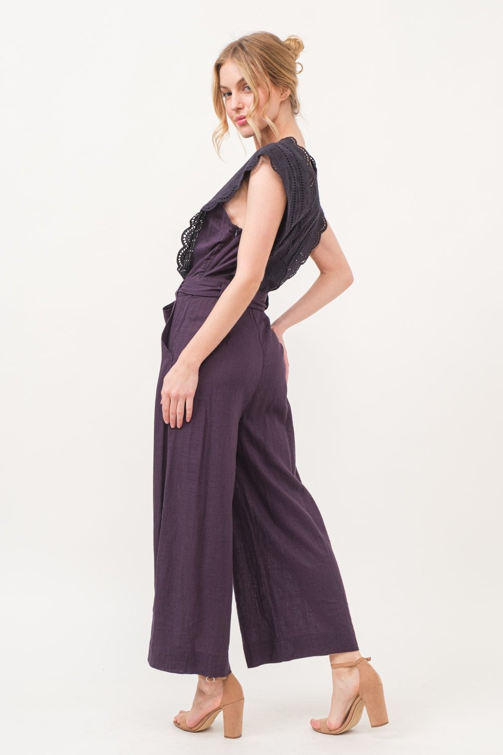 And The Why Laced Surplice Tie Waist Jumpsuit - Runway Regalia