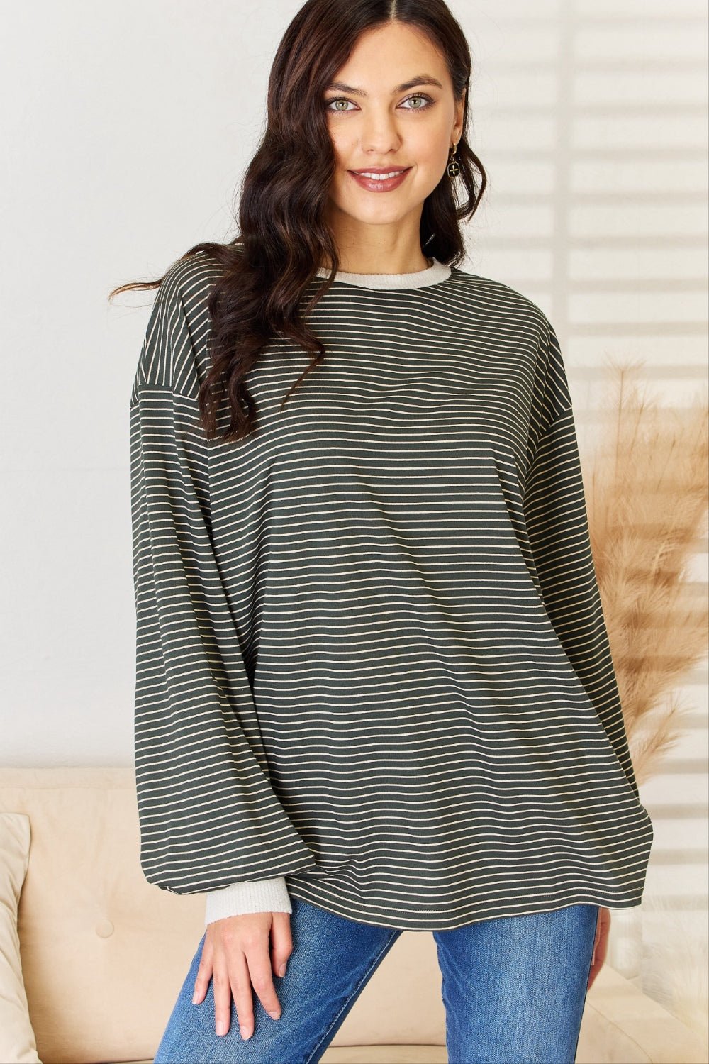 And The Why Oversized Striped Contrast T-Shirt - Runway Regalia