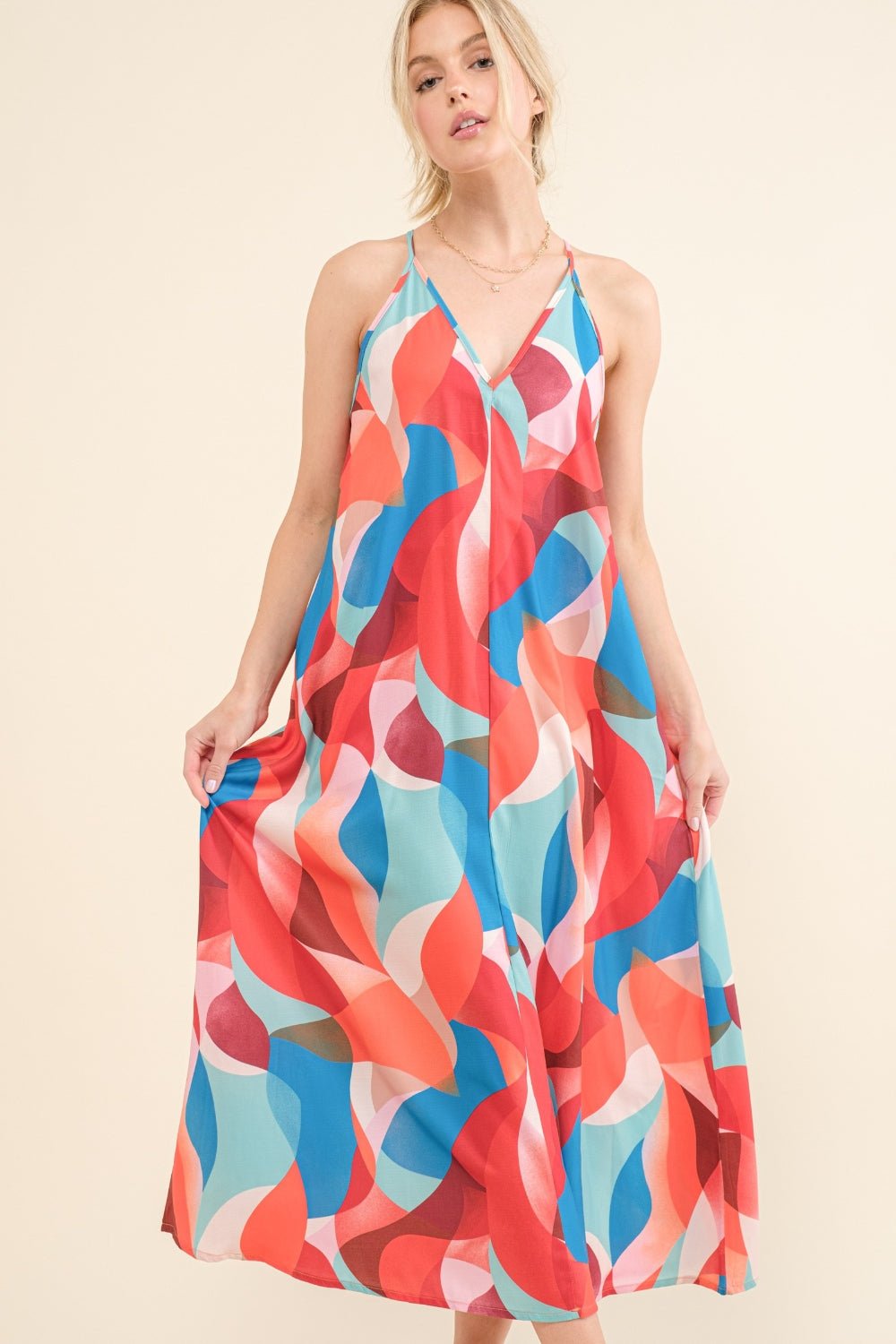 And the Why Printed Crisscross Back Cami Dress - Runway Regalia