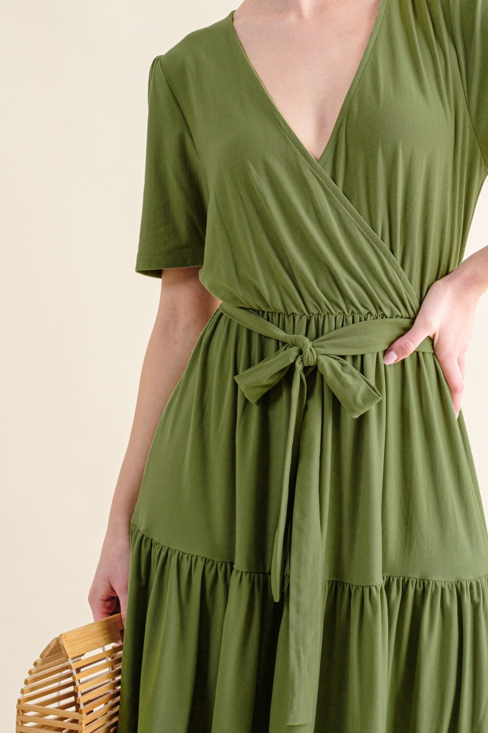 And The Why Soft Short Sleeve Tiered Midi Dress - Runway Regalia