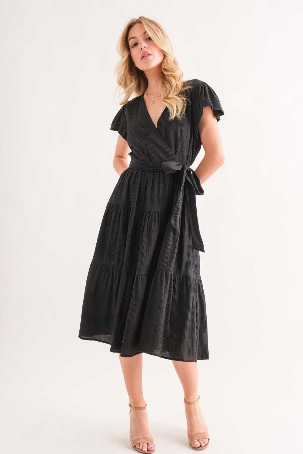 And The Why Textured Tiered Midi Dress - Runway Regalia