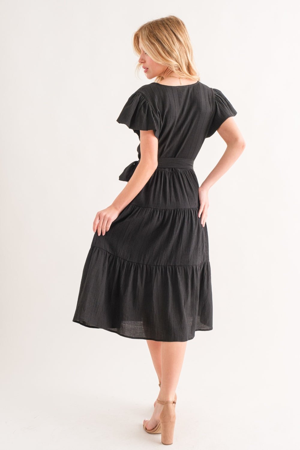 And The Why Textured Tiered Midi Dress - Runway Regalia