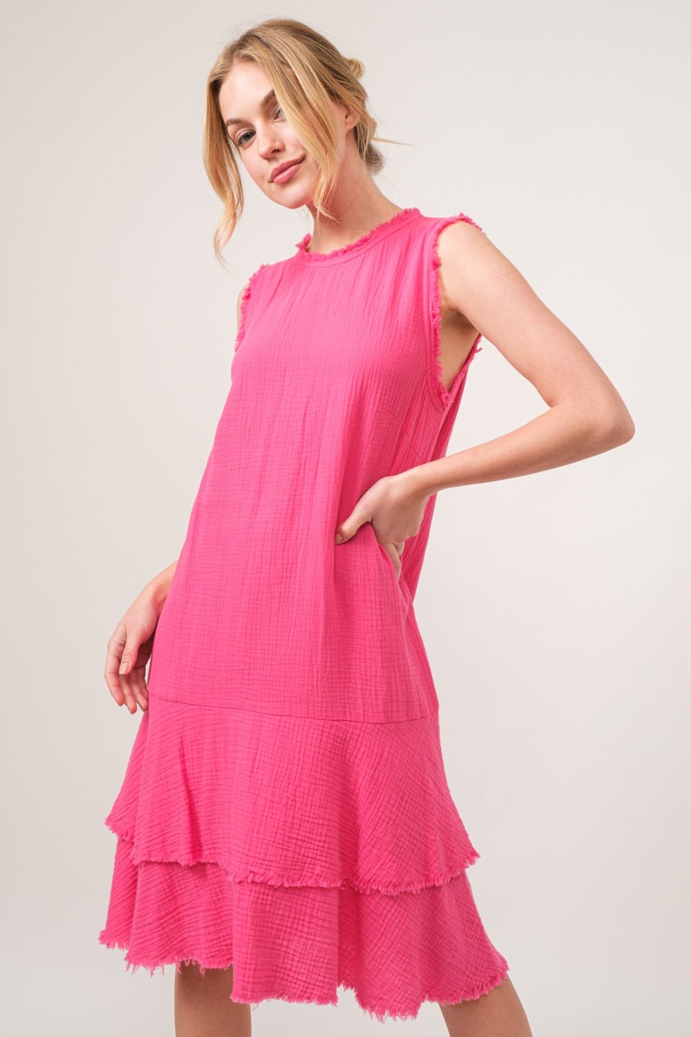 And The Why Washed Fringe Detail Tiered Dress - Runway Regalia