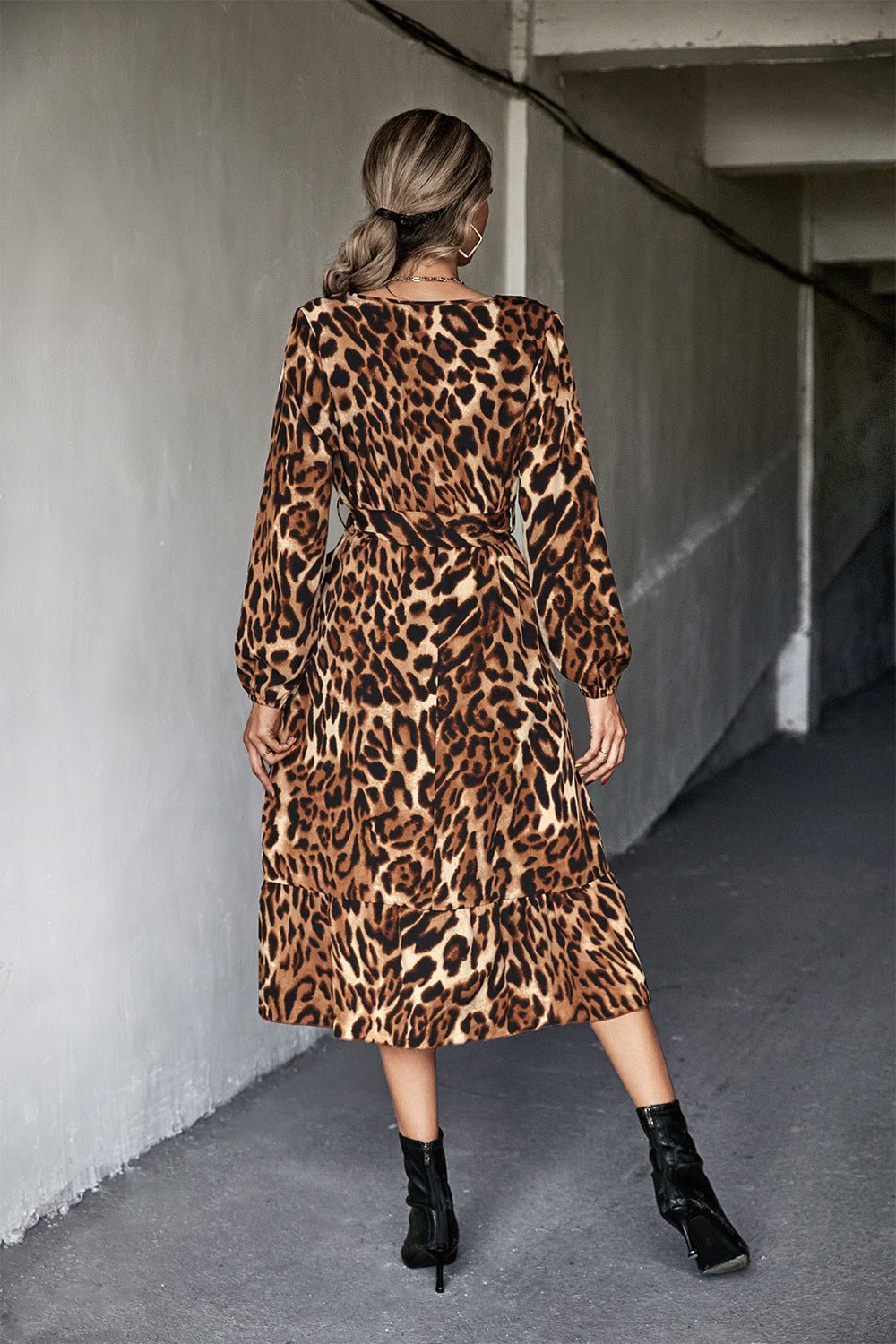 Animal Print Belted Midi Dress - Runway Regalia