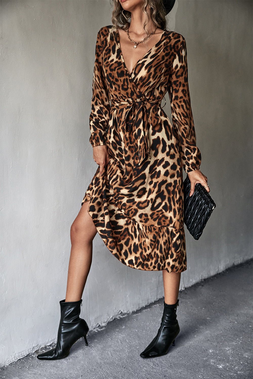 Animal Print Belted Midi Dress - Runway Regalia