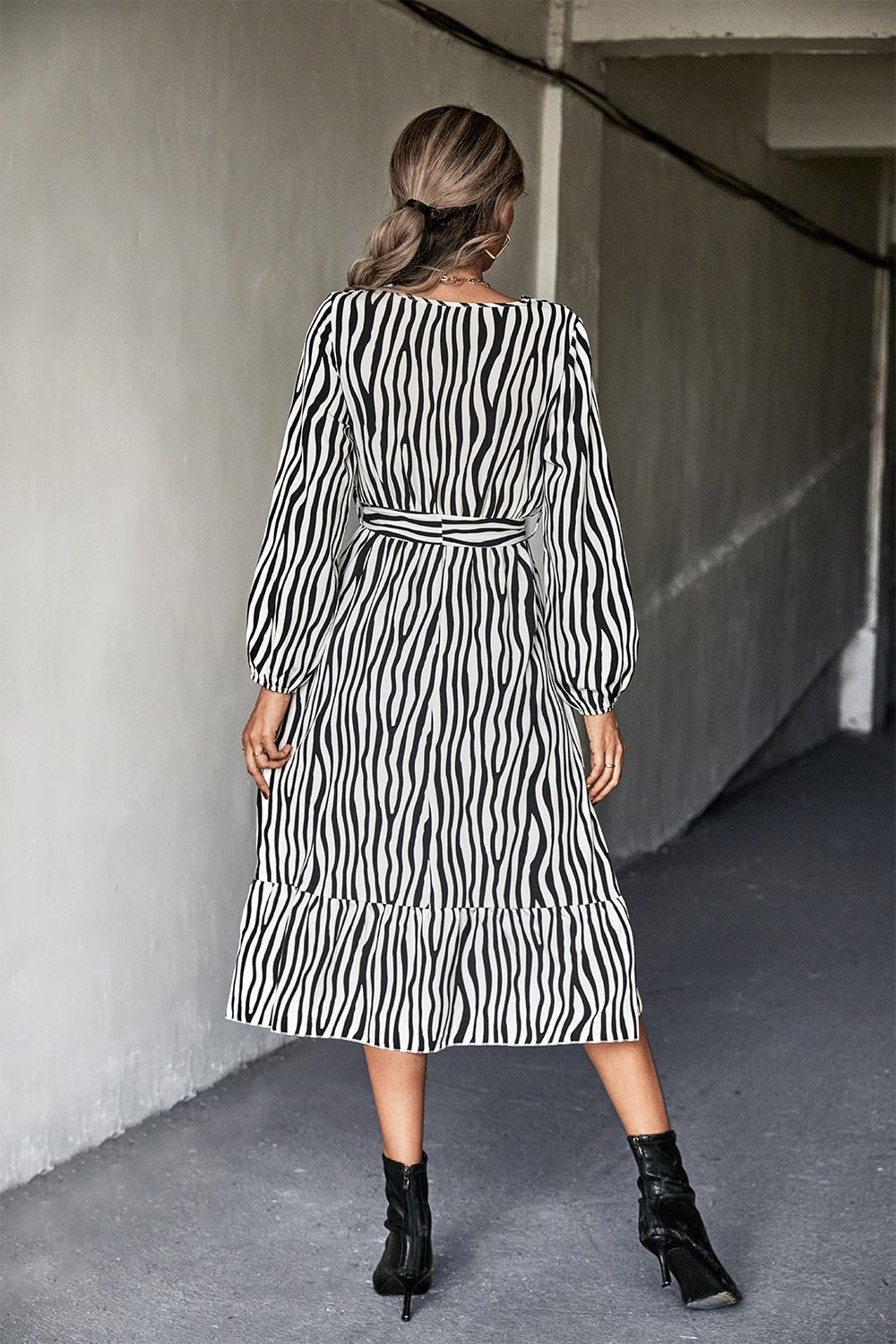 Animal Print Belted Midi Dress - Runway Regalia