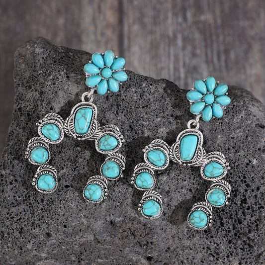 Artificial Turquoise Alloy Dangle Earrings - Runway Regalia