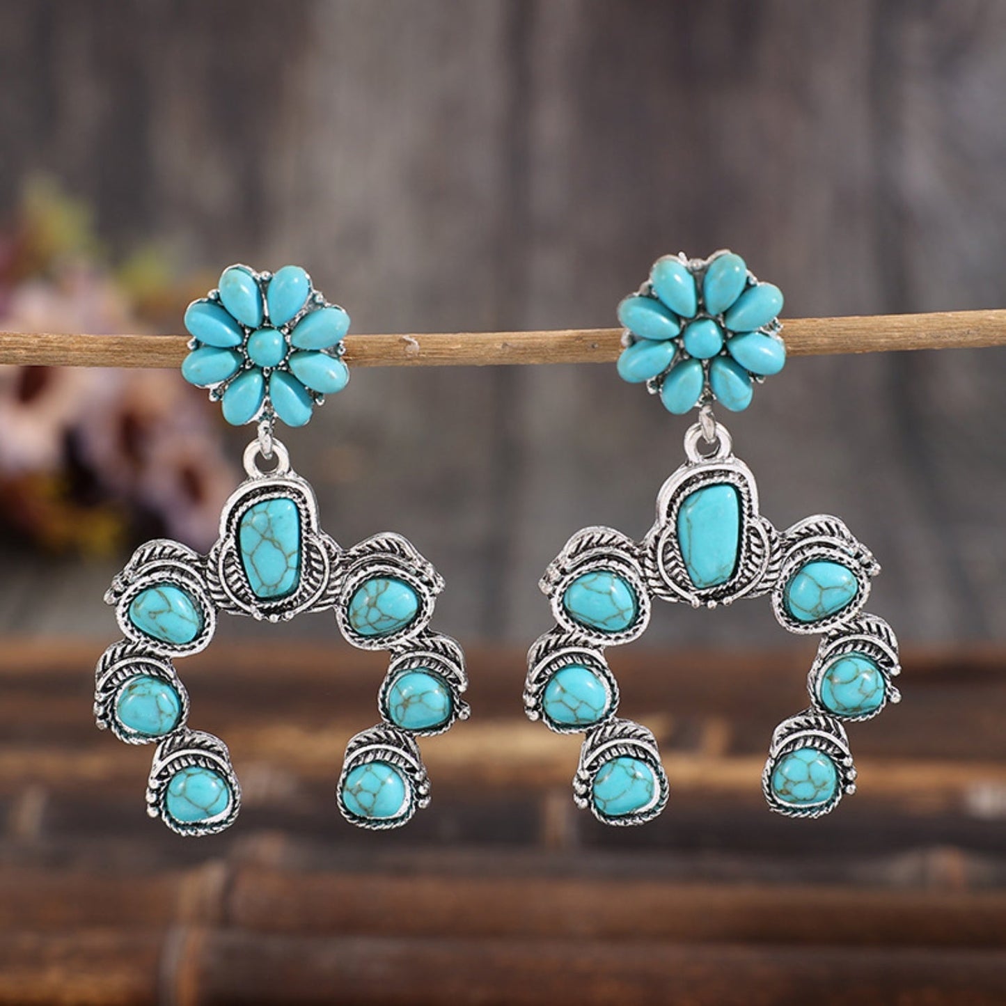 Artificial Turquoise Alloy Dangle Earrings - Runway Regalia