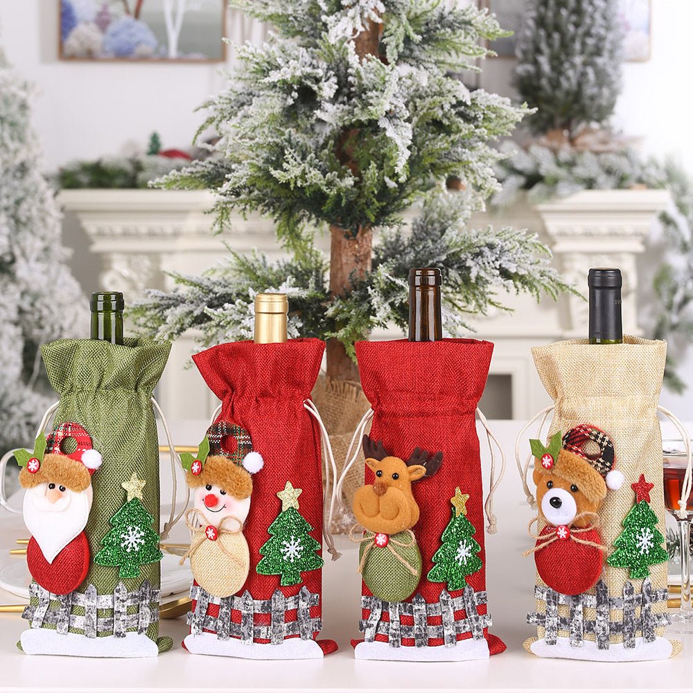 Assorted 2 - Piece Christmas Doll Wine Bottle Covers - Runway Regalia