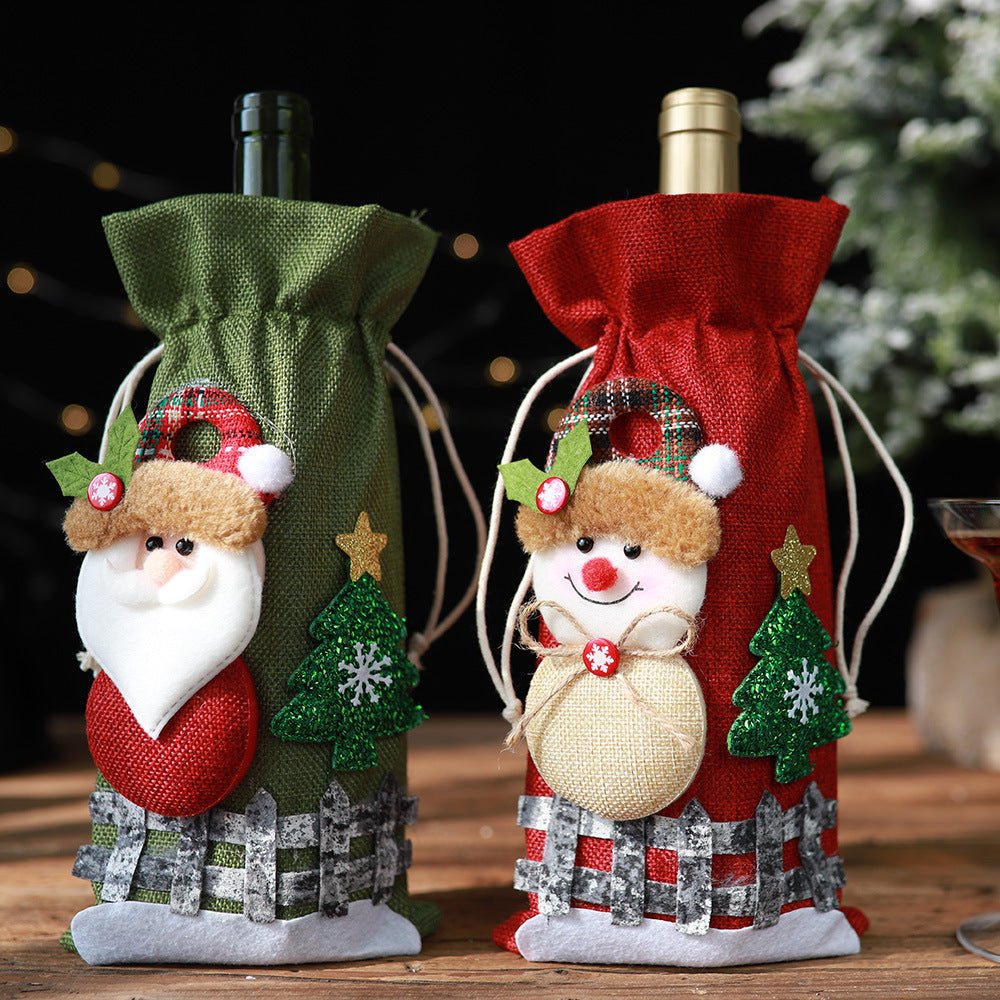 Assorted 2 - Piece Christmas Doll Wine Bottle Covers - Runway Regalia