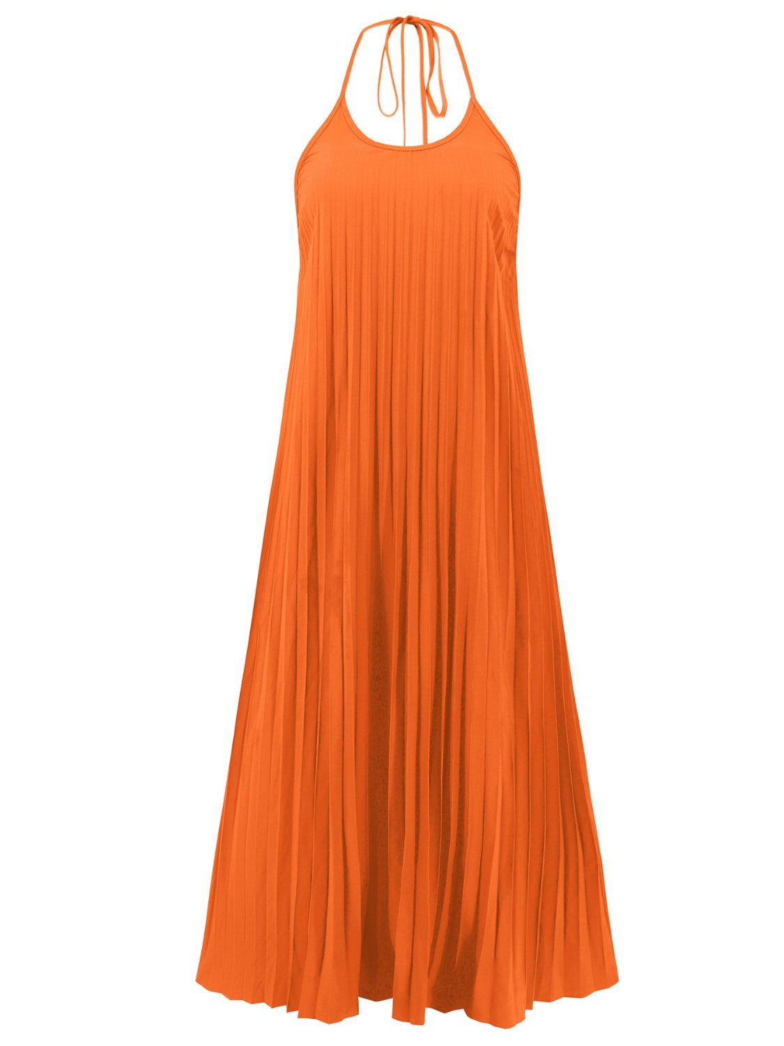 Backless Pleated Halter Neck Dress - Runway Regalia