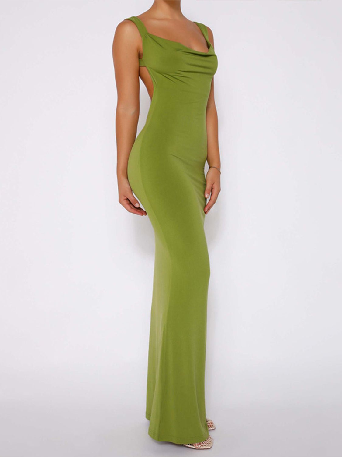 Backless Wide Strap Maxi Dress - Runway Regalia