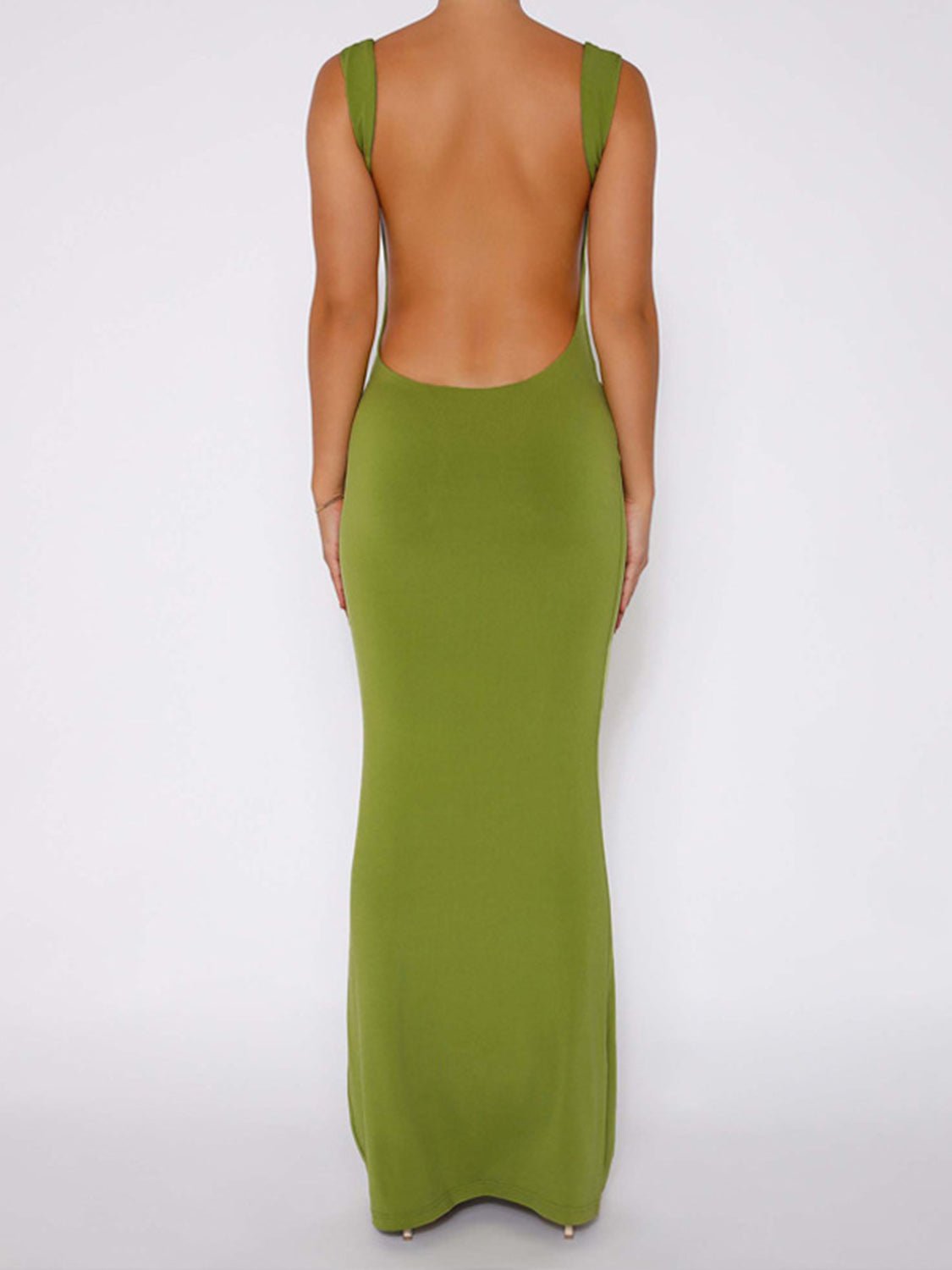 Backless Wide Strap Maxi Dress - Runway Regalia