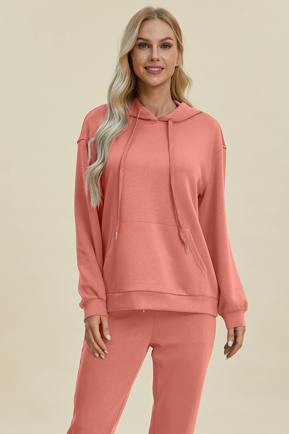 Basic Bae Full Size Air Scuba Drawstring Long Sleeve Hoodie with Kangaroo Pocket - Runway Regalia