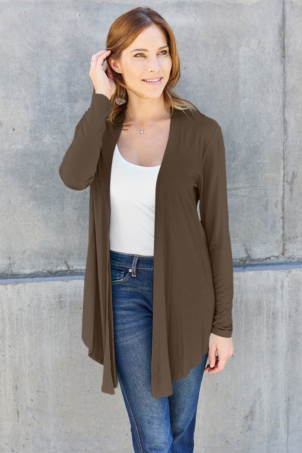 Basic Bae Full Size Open Front Long Sleeve Cardigan - Runway Regalia