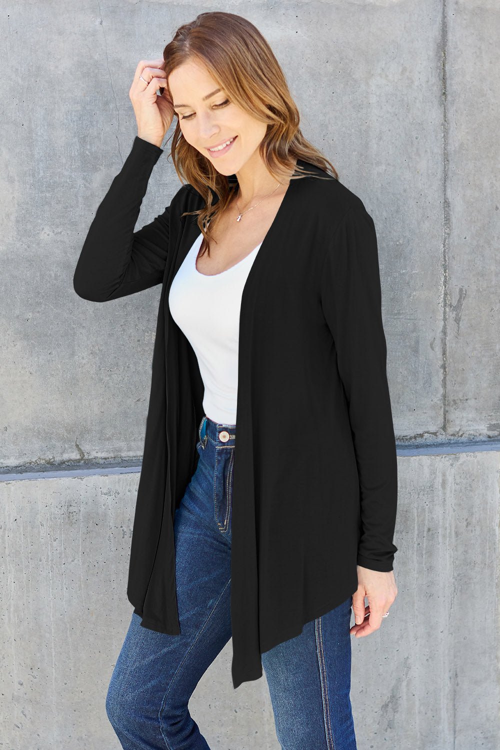 Basic Bae Full Size Open Front Long Sleeve Cardigan - Runway Regalia