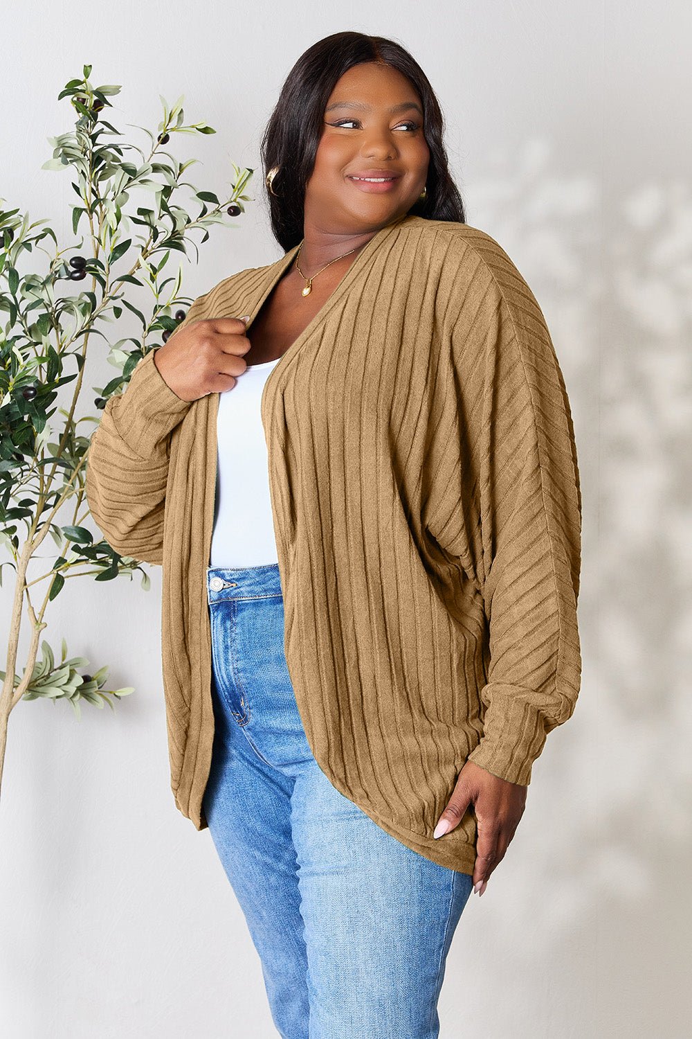 Basic Bae Full Size Ribbed Cocoon Cardigan - Runway Regalia