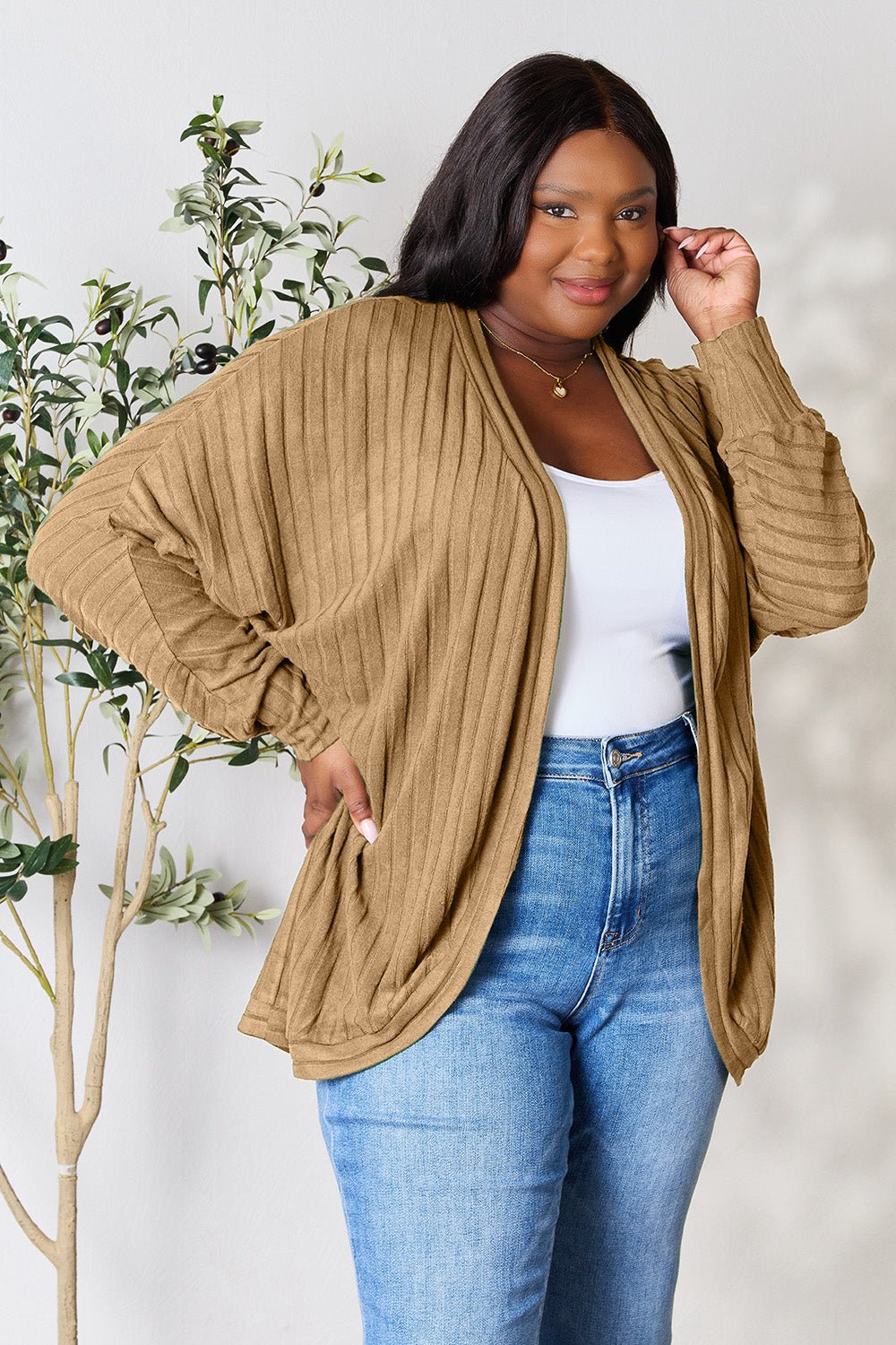 Basic Bae Full Size Ribbed Cocoon Cardigan - Runway Regalia