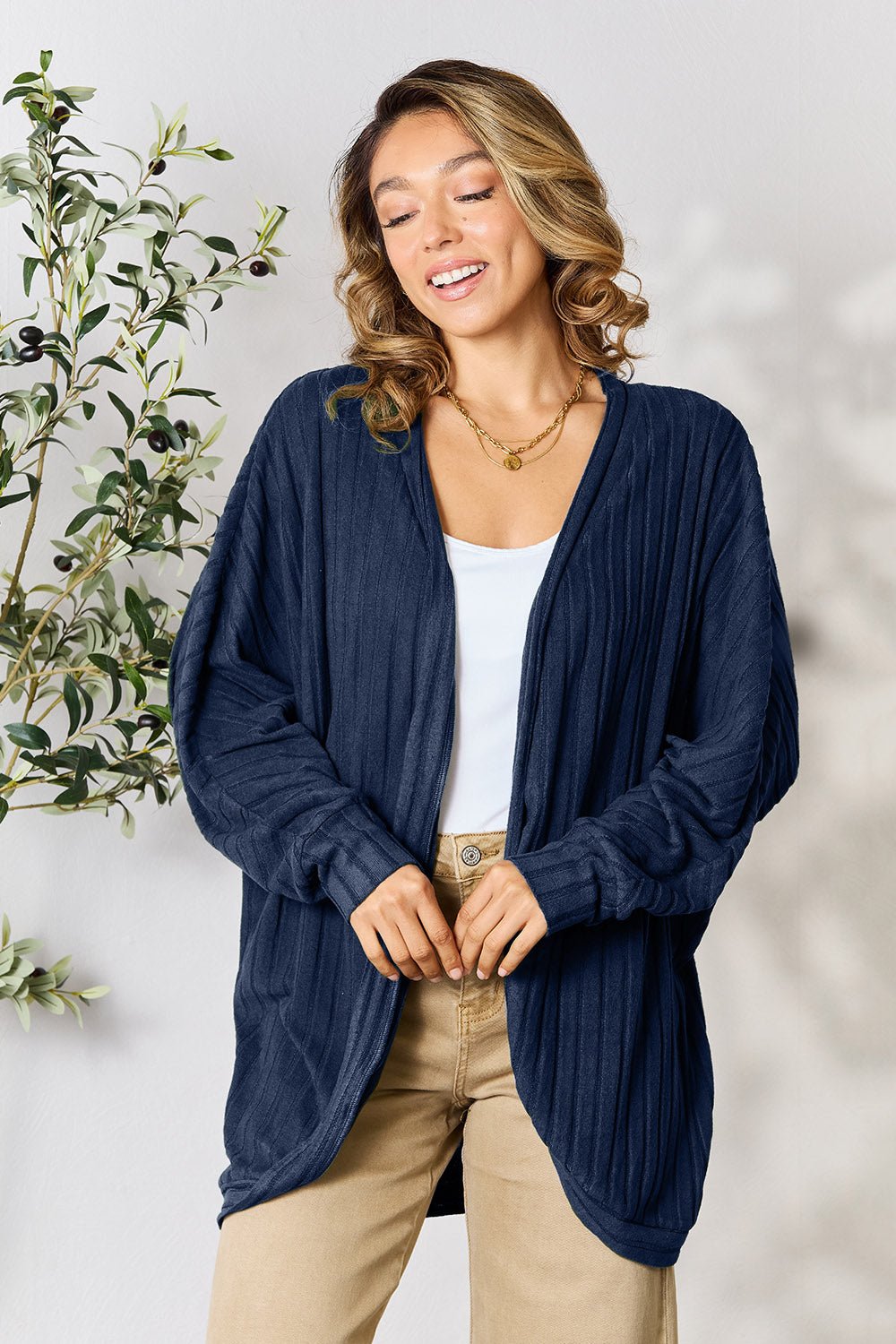 Basic Bae Full Size Ribbed Cocoon Cardigan - Runway Regalia