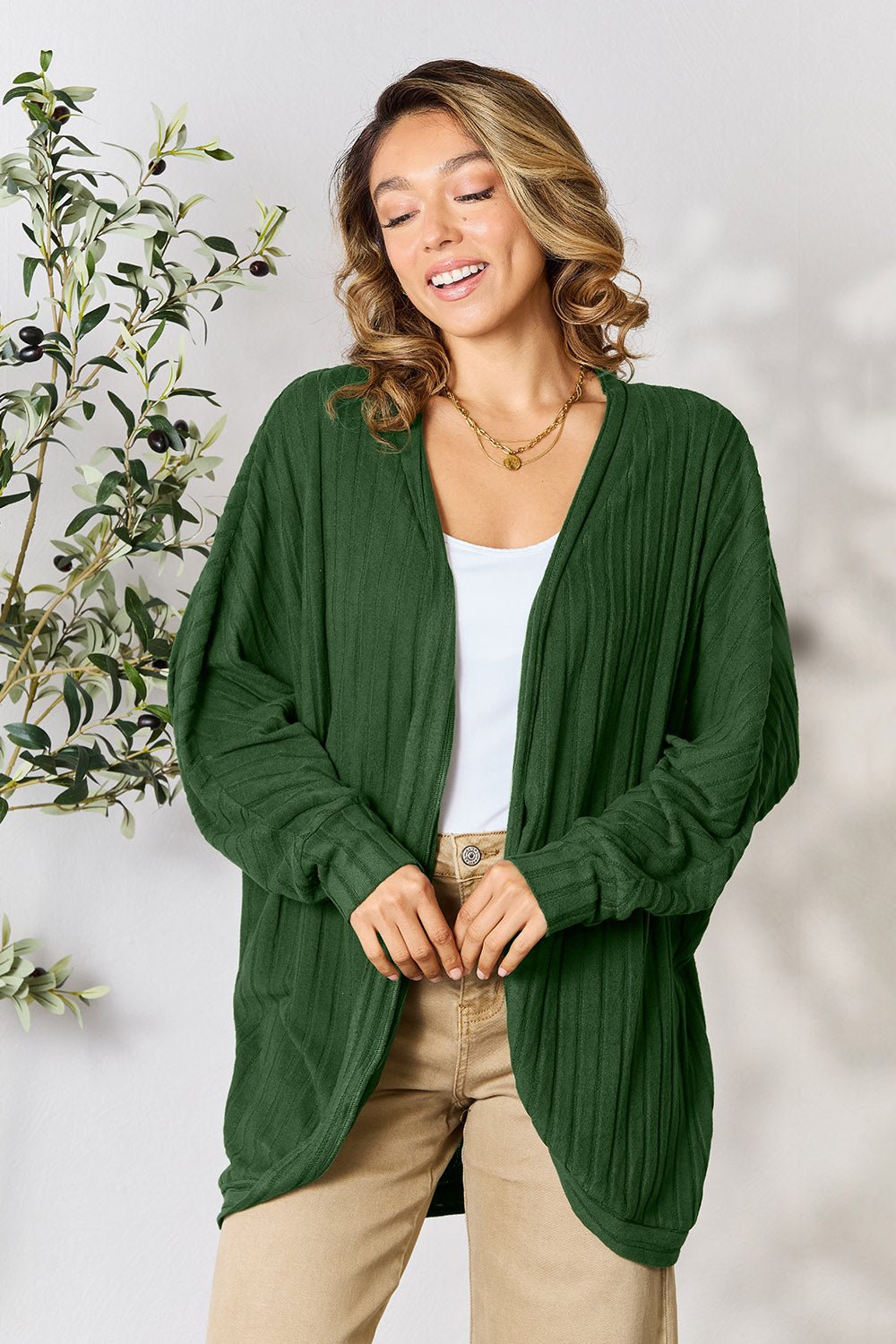 Basic Bae Full Size Ribbed Cocoon Cardigan - Runway Regalia