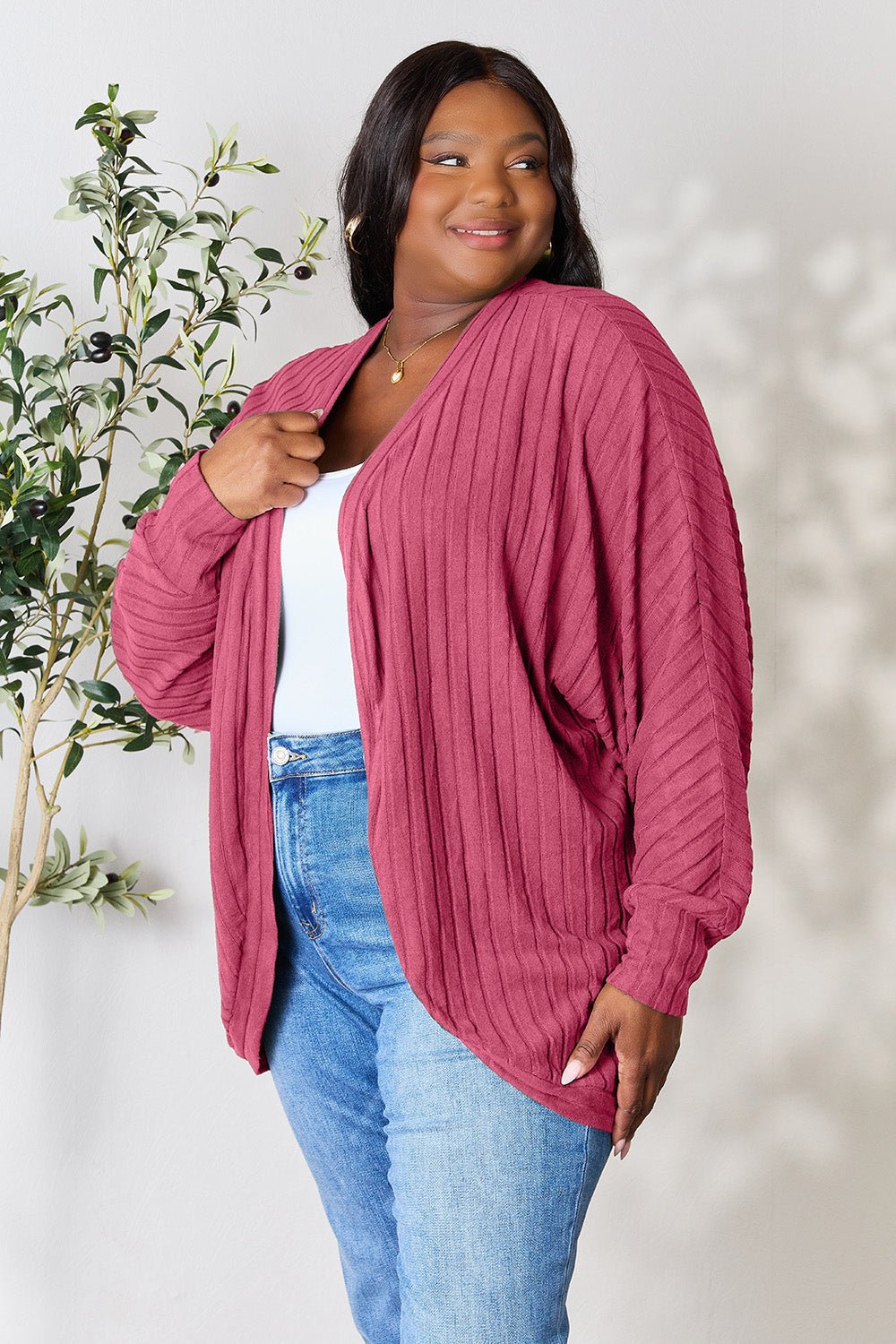 Basic Bae Full Size Ribbed Cocoon Cardigan - Runway Regalia