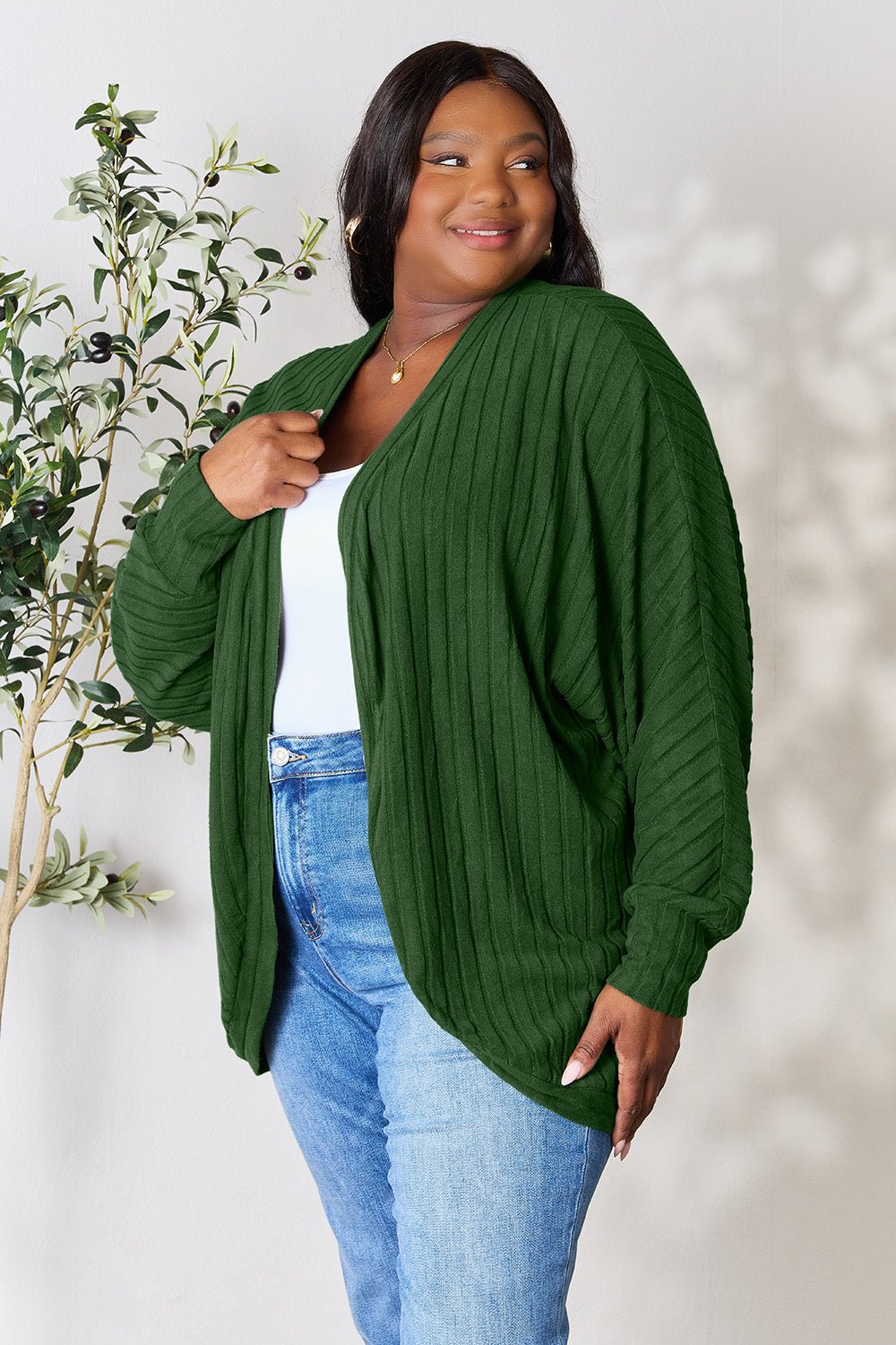 Basic Bae Full Size Ribbed Cocoon Cardigan - Runway Regalia