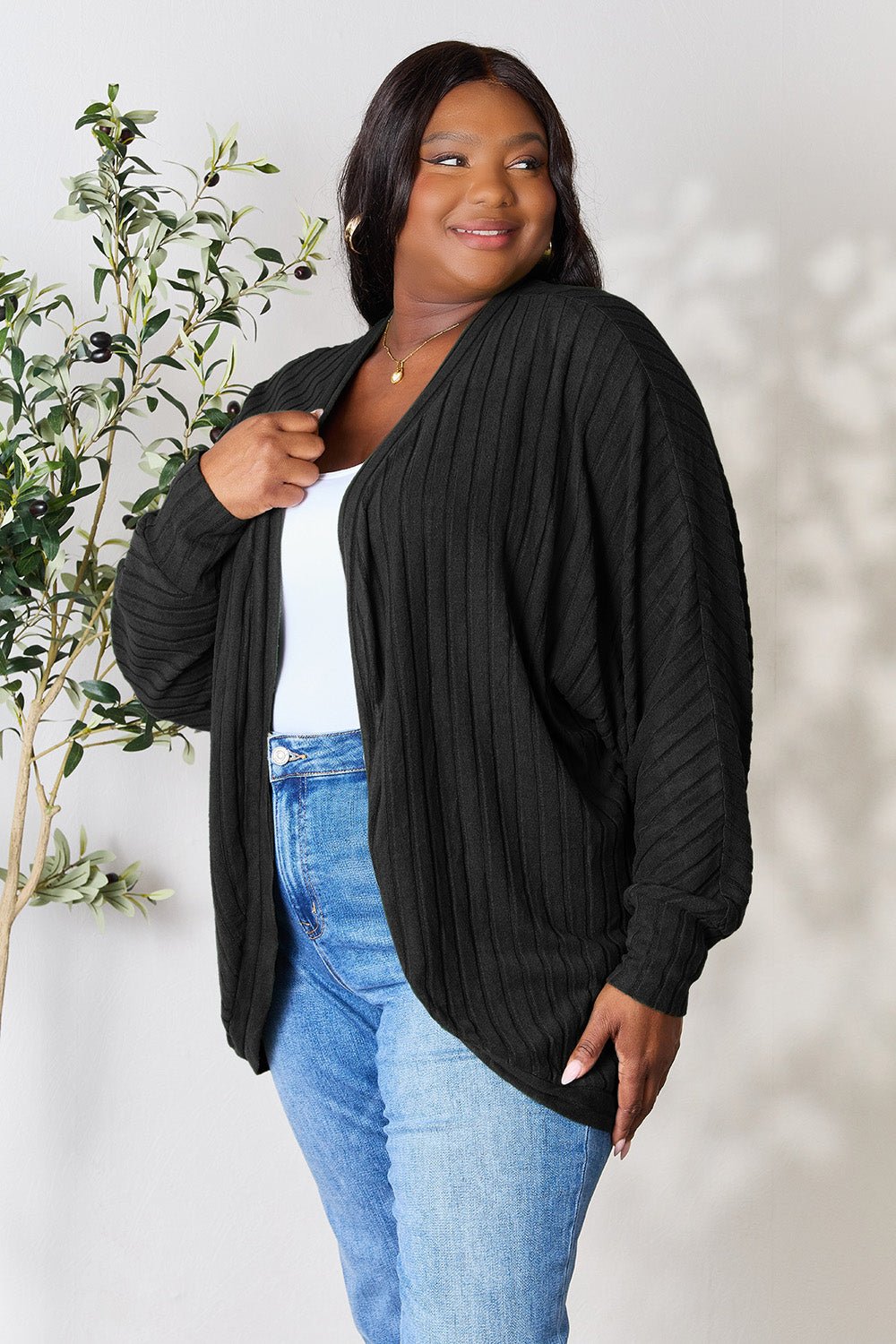 Basic Bae Full Size Ribbed Cocoon Cardigan - Runway Regalia