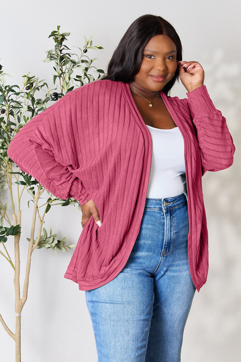 Basic Bae Full Size Ribbed Cocoon Cardigan - Runway Regalia