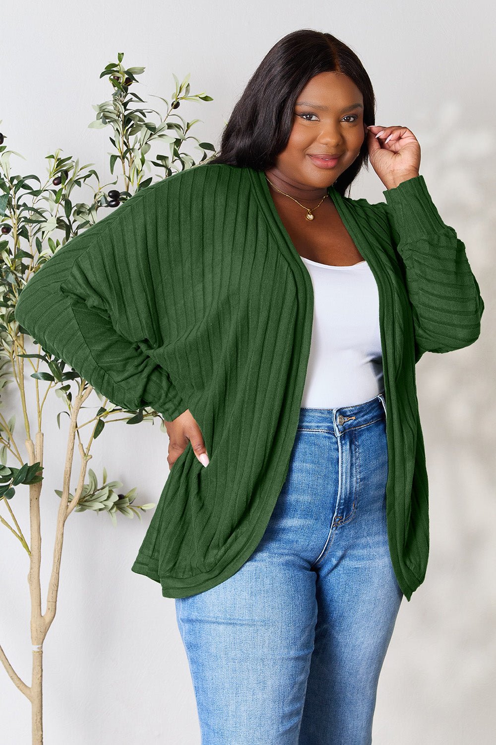 Basic Bae Full Size Ribbed Cocoon Cardigan - Runway Regalia