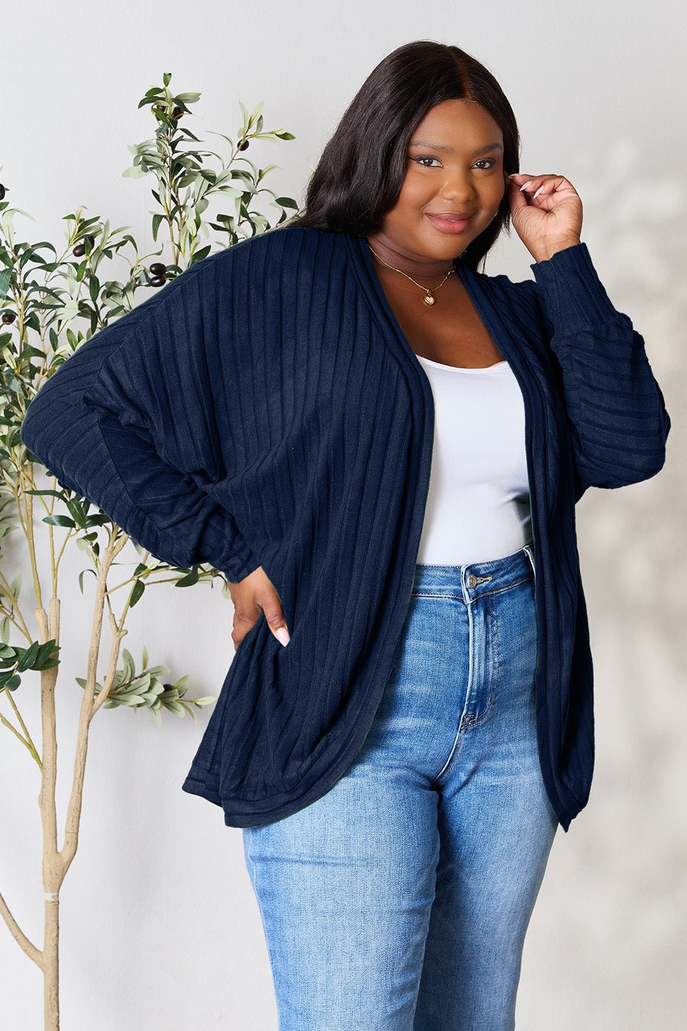 Basic Bae Full Size Ribbed Cocoon Cardigan - Runway Regalia