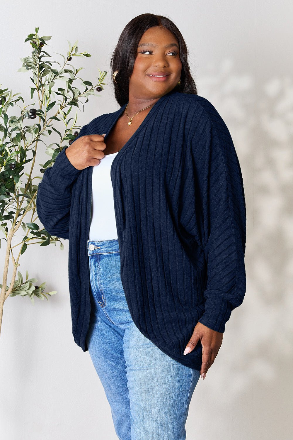 Basic Bae Full Size Ribbed Cocoon Cardigan - Runway Regalia