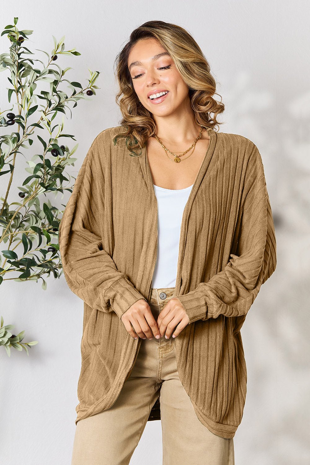 Basic Bae Full Size Ribbed Cocoon Cardigan - Runway Regalia