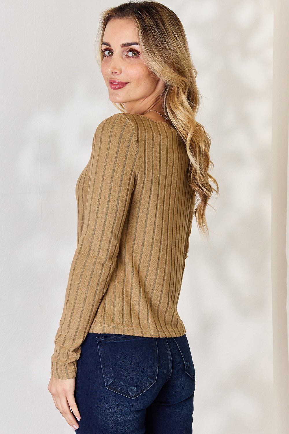 Basic Bae Full Size Ribbed Long Sleeve T-Shirt - Runway Regalia