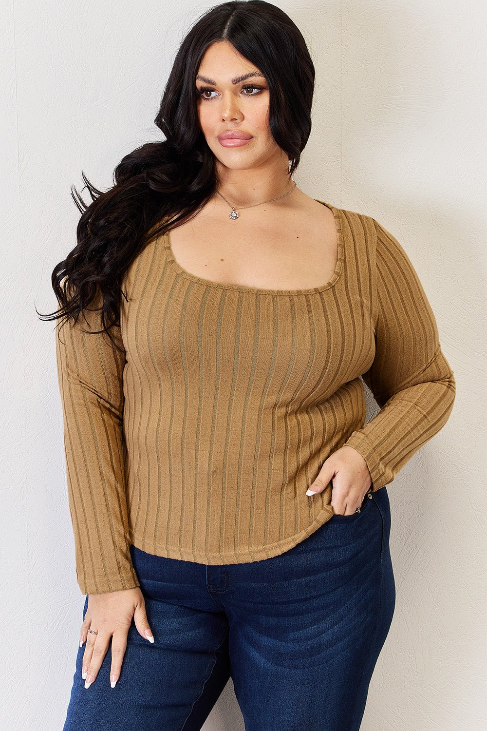 Basic Bae Full Size Ribbed Long Sleeve T-Shirt - Runway Regalia