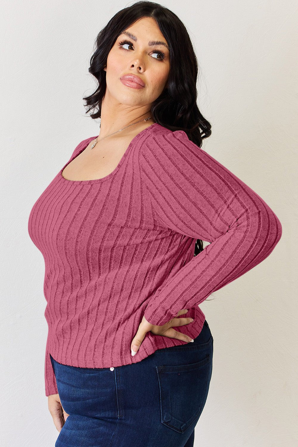 Basic Bae Full Size Ribbed Long Sleeve T-Shirt - Runway Regalia