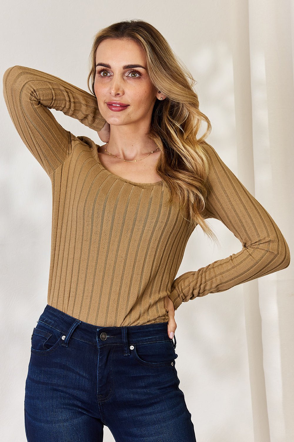 Basic Bae Full Size Ribbed Long Sleeve T-Shirt - Runway Regalia