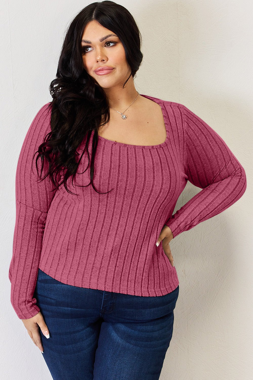 Basic Bae Full Size Ribbed Long Sleeve T-Shirt - Runway Regalia