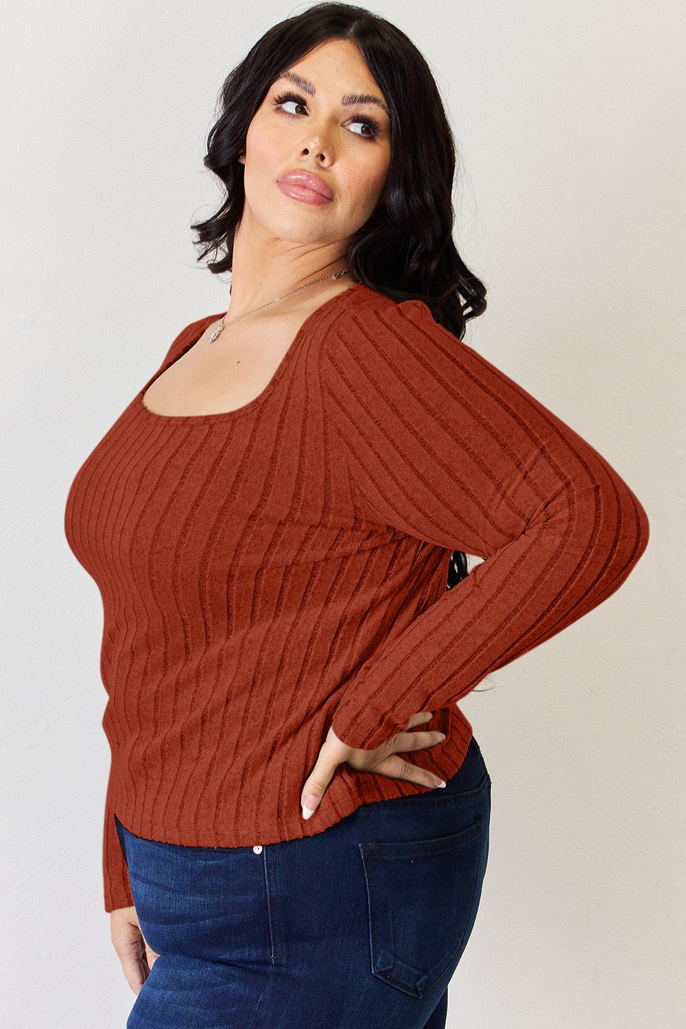 Basic Bae Full Size Ribbed Long Sleeve T-Shirt - Runway Regalia