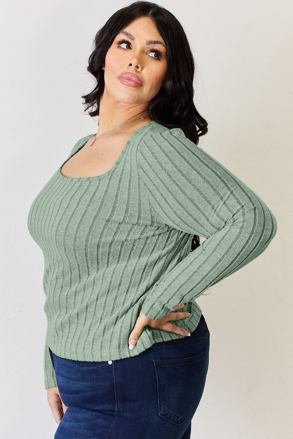 Basic Bae Full Size Ribbed Long Sleeve T-Shirt - Runway Regalia