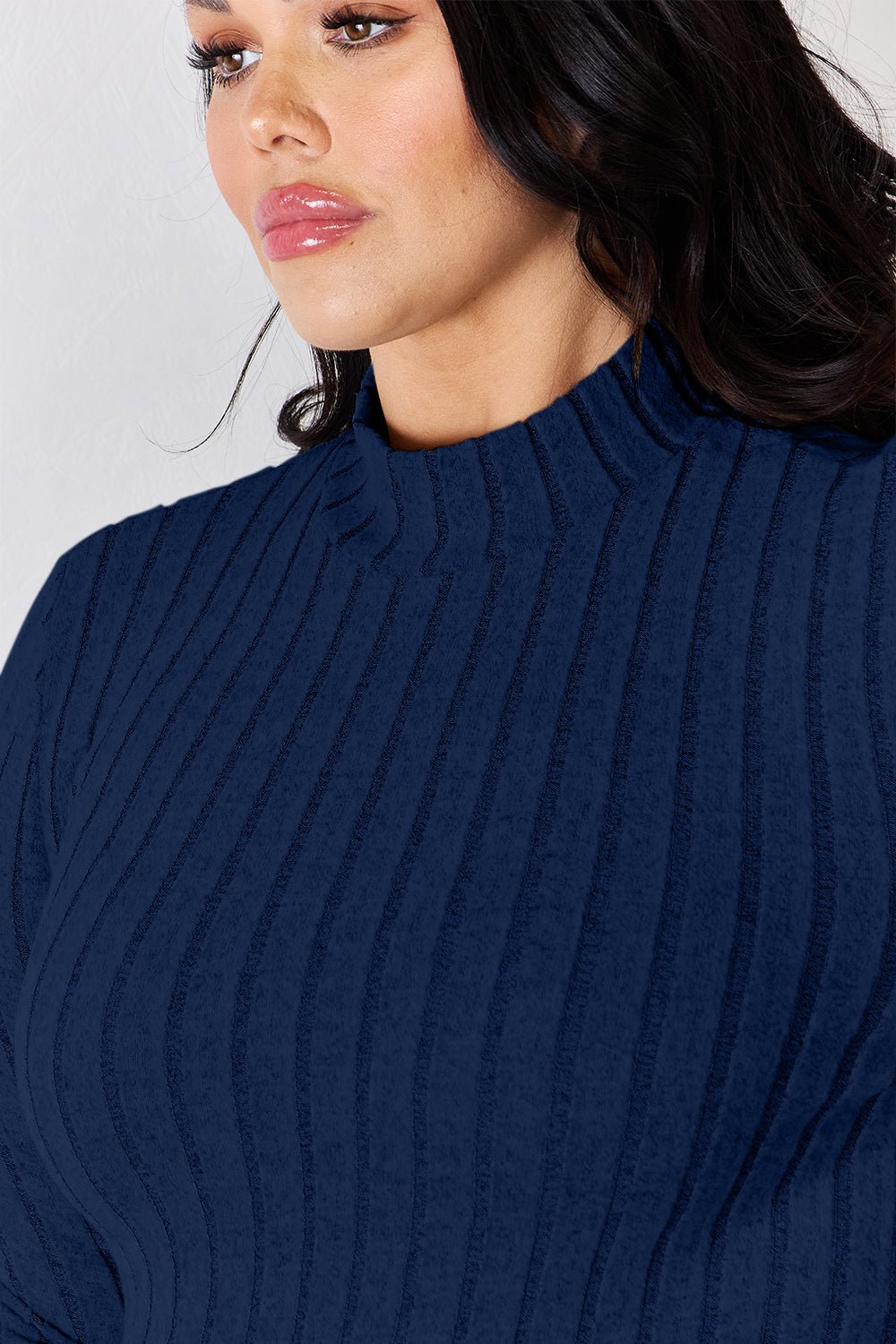 Basic Bae Full Size Ribbed Mock Neck Long Sleeve T-Shirt - Runway Regalia