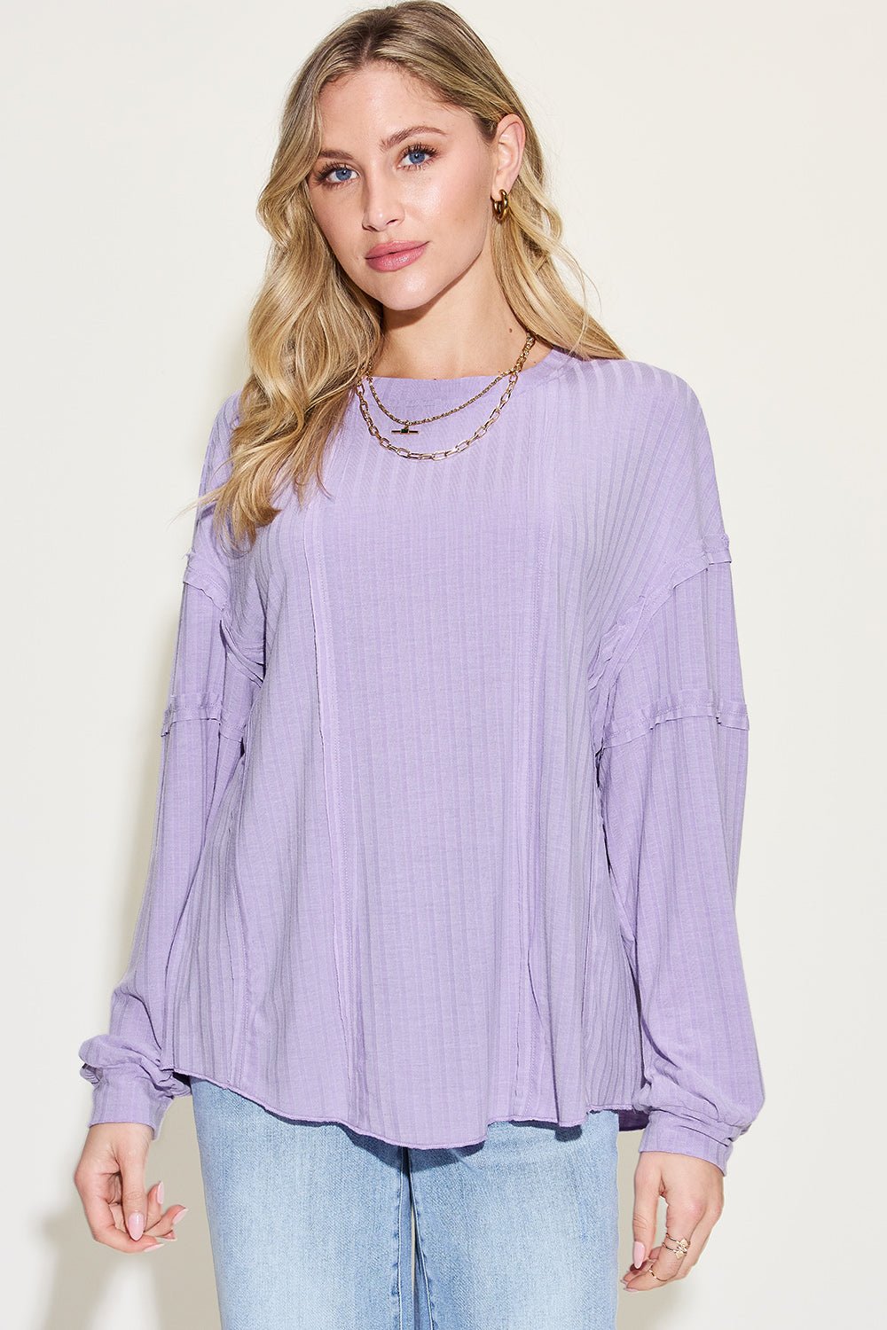 Basic Bae Full Size Ribbed Round Neck Long Sleeve T-Shirt - Runway Regalia