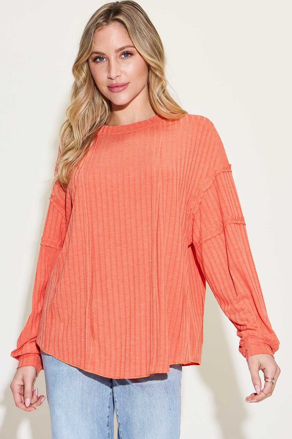 Basic Bae Full Size Ribbed Round Neck Long Sleeve T-Shirt - Runway Regalia