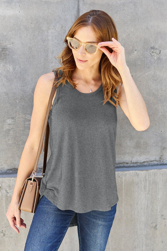 Basic Bae Full Size Round Neck Curved Hem Tank - Runway Regalia