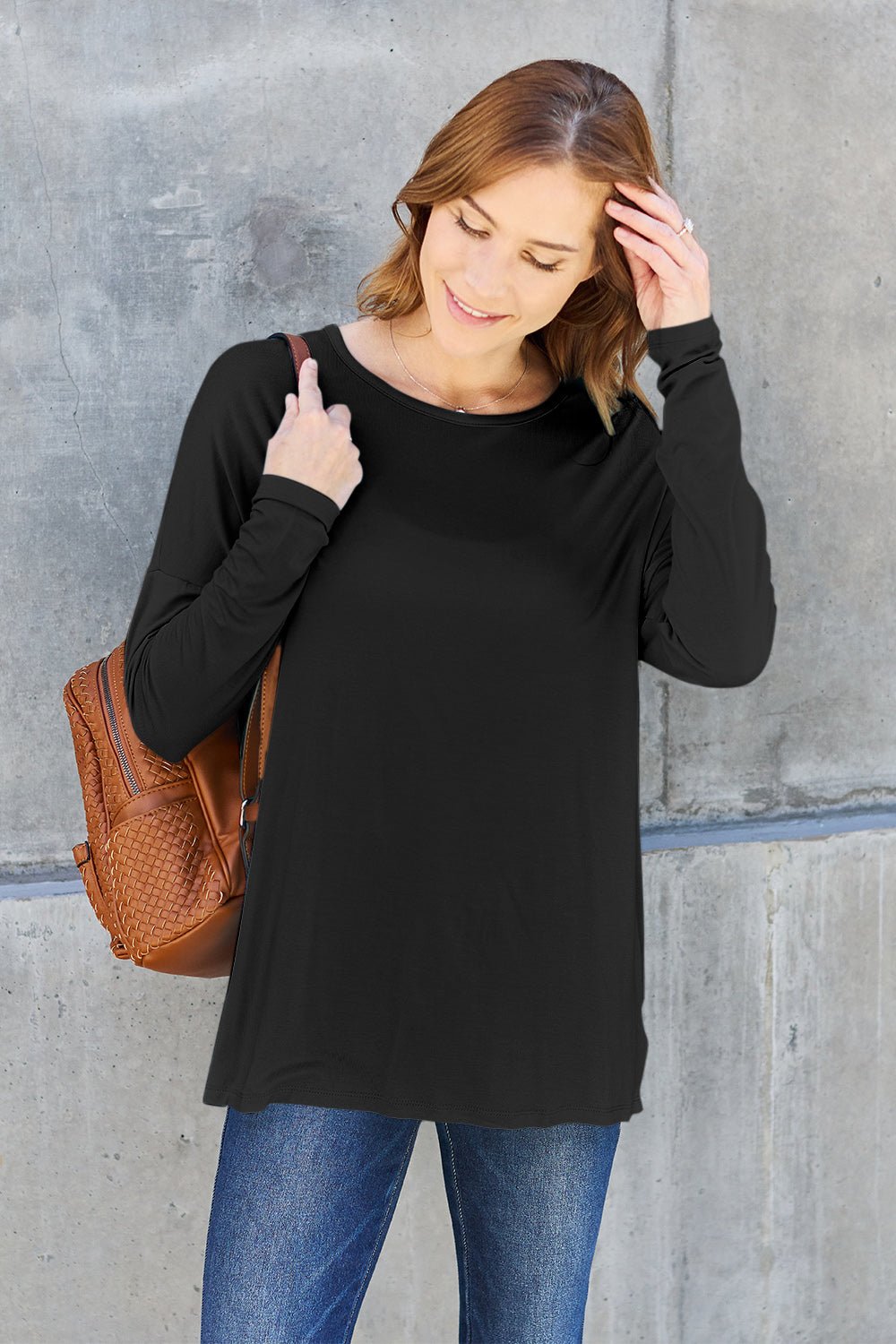 Basic Bae Full Size Round Neck Dropped Shoulder T-Shirt - Runway Regalia