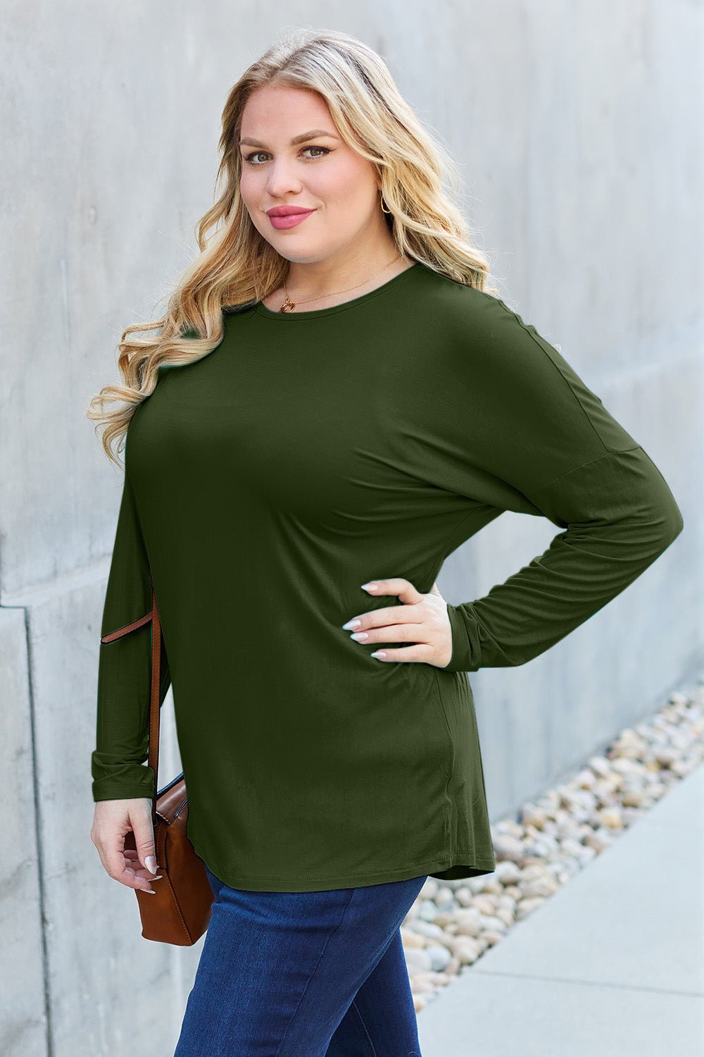 Basic Bae Full Size Round Neck Dropped Shoulder T-Shirt - Runway Regalia