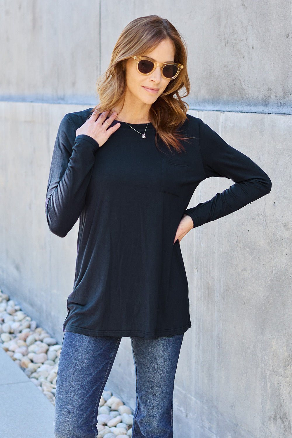 Basic Bae Full Size Round Neck Long Sleeve Top - Runway Regalia