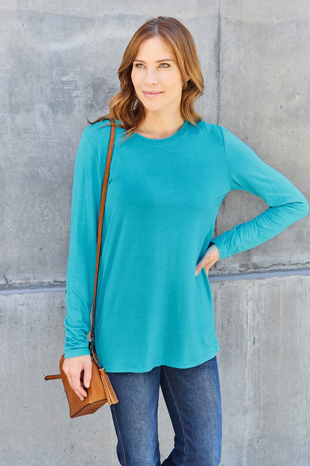 Basic Bae Full Size Round Neck Long Sleeve Top - Runway Regalia