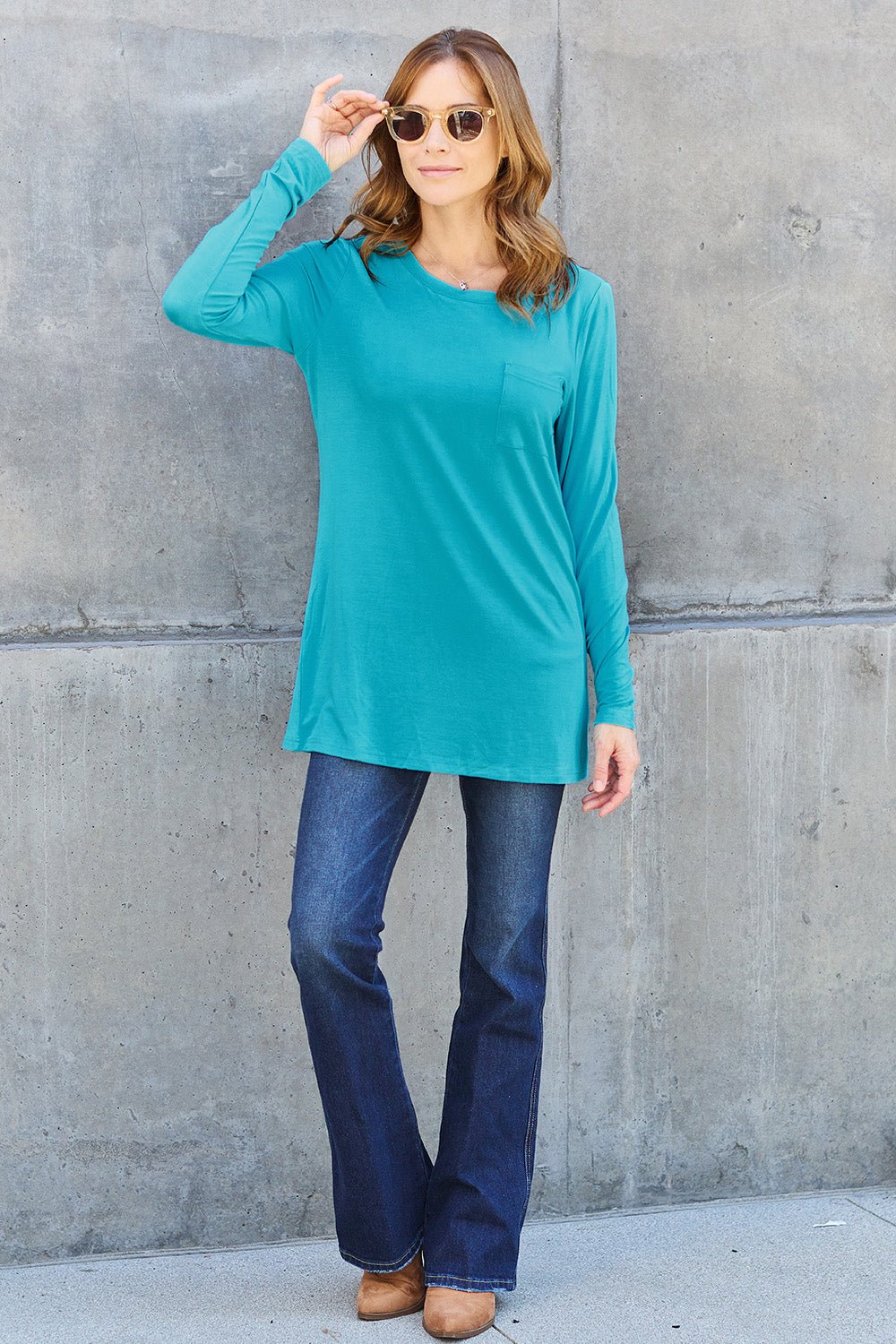 Basic Bae Full Size Round Neck Long Sleeve Top - Runway Regalia