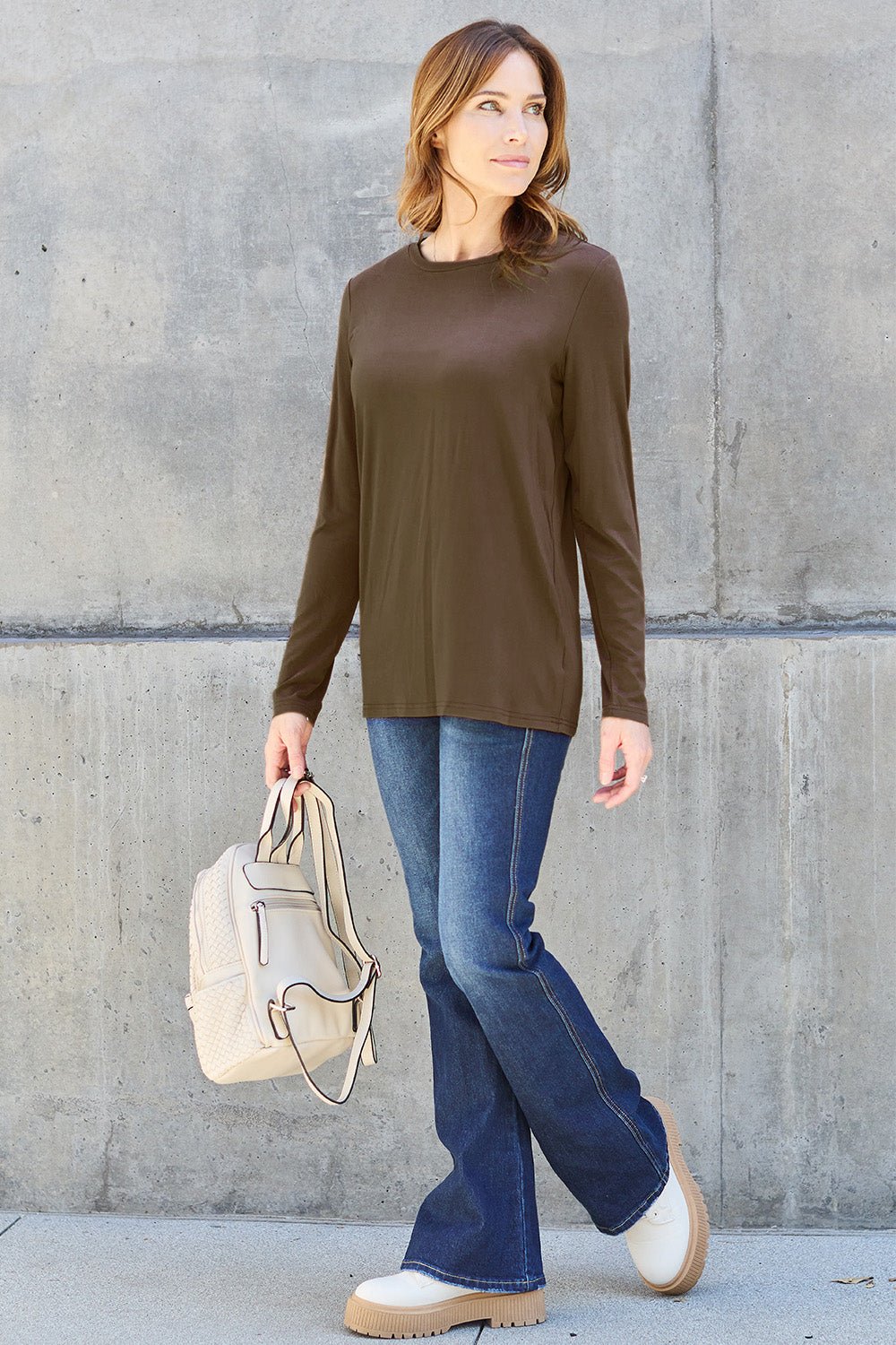 Basic Bae Full Size Round Neck Long Sleeve Top - Runway Regalia