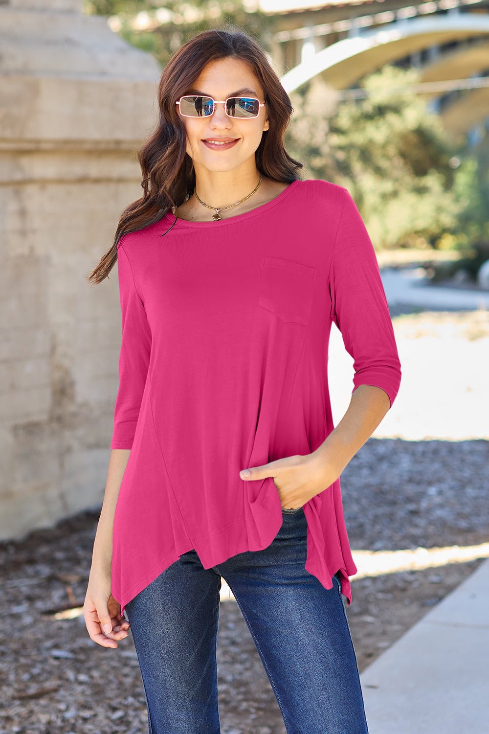 Basic Bae Full Size Round Neck Pocketed T-Shirt - Runway Regalia